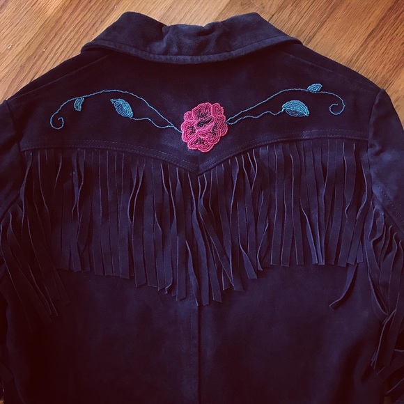 Vintage Prince Suede Embroidered Western Style Fringe Cowboy Jacket - Picture 7 of 16